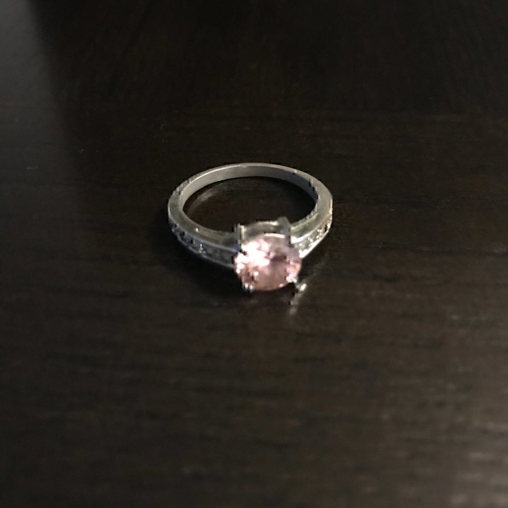 Fashion Size 9 Pink Gem Silver Ring
